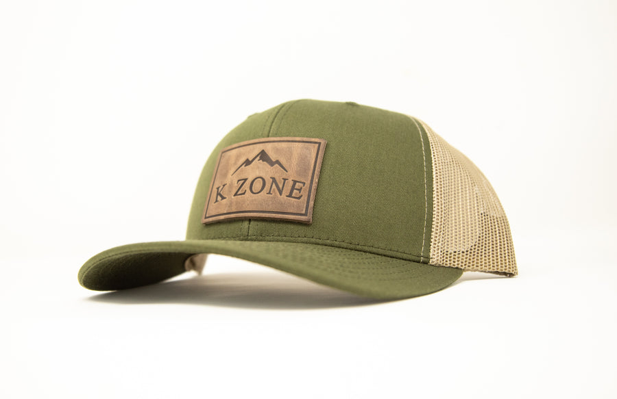 K Zone Leather Patch Hat (Green/Tan)