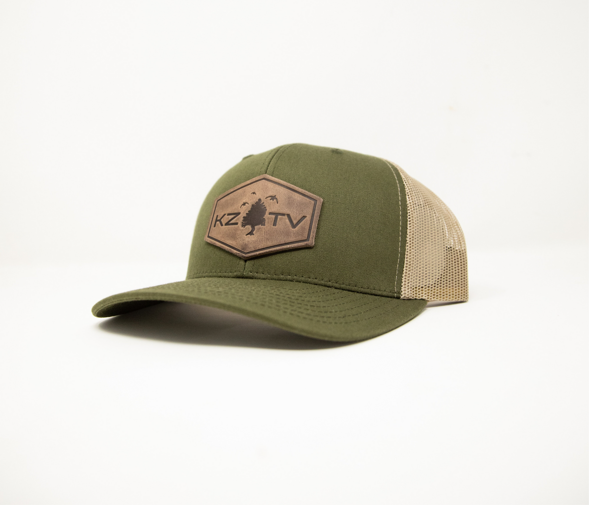 KZTV Leather Hex Patch - Green/Tan